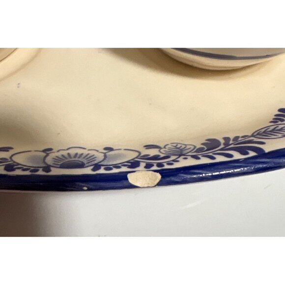 Delft Salt & Pepper Shakers With Tray Set Blue Ceramic Holland 11038 - Picture 10 of 10